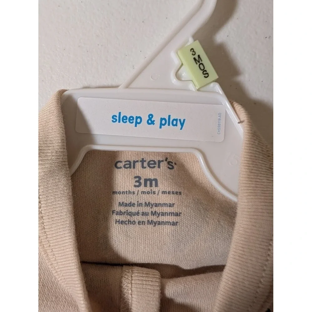 Carter's Baby Sleep & Play Footed Pajamas‎ Zoo Print Beige Blue 3M New